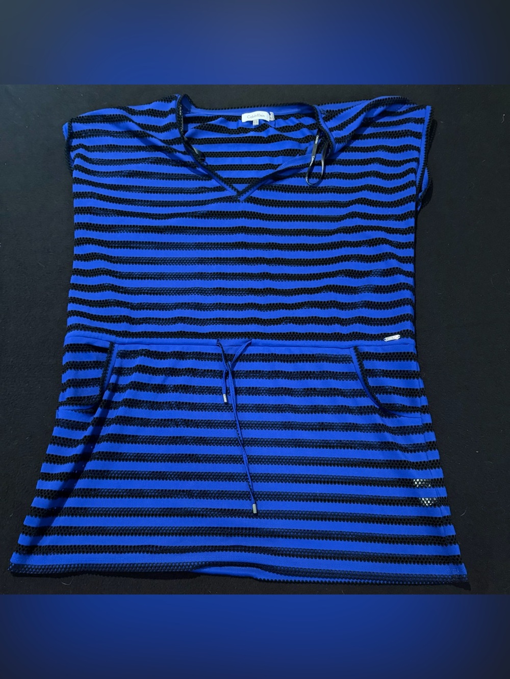 Calvin Klein Blue Netted Sheer Beach Swim‎ Cover Up Women’s Size L/LG